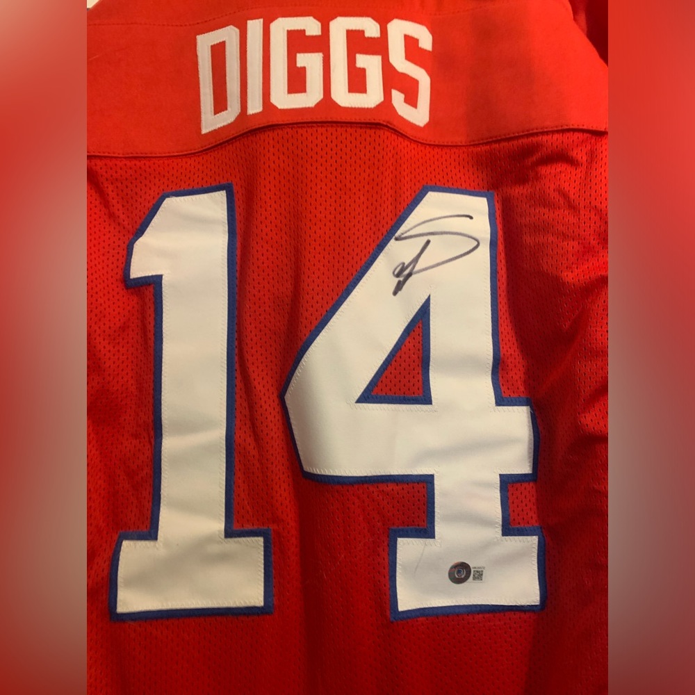 Stefon Diggs AUTOGRAPHED #14 Red Jersey.